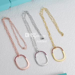 Lady Chain Hanger Ketters Designer Sparkling Crystal Ketters Rose Gold Kettingen Betrokkenheid Geschenk