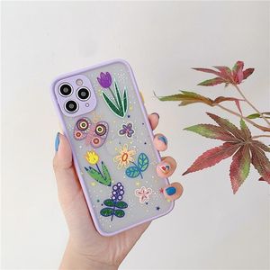 Lady Design Phone Cases voor iPhone 12 11 Pro Max XS XR 8 7 6 Cameratiebescherming Schokbestendig Case Cover Bloem Afdrukken