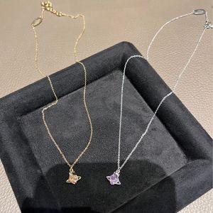 Lady Designer Pendentif Colliers 23 Nouveau 925 Argent Saturne Collier Mini Violet Or Coeur Forme Diamant Colliers