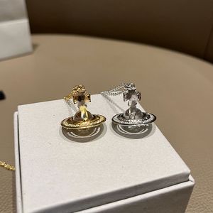 Lady Designer Hanger Pina Saturn Patroon Bezaaid Diamond Orb Ketting Gouden Sier Stereo Kettingen