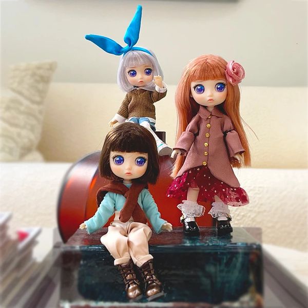 Lady Doolli Dolls 1/12 BJD Blind Box OB11 15cm Toys Mystery Joue Action Anime Figure Kawaii Designer Model Gift 240426