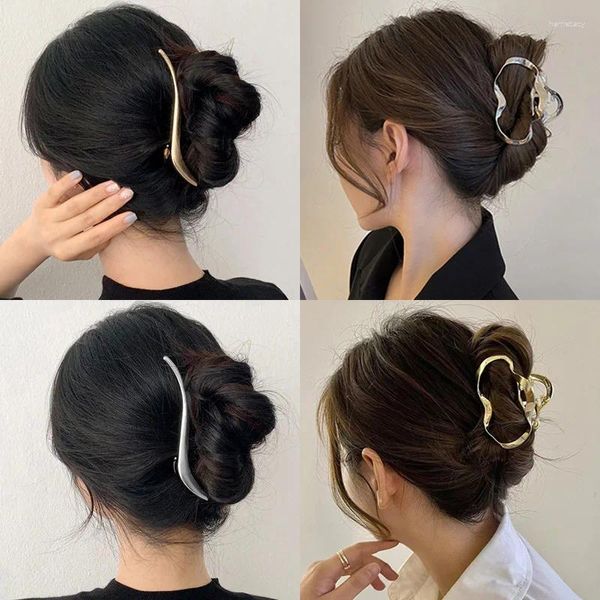 Épingles à cheveux en métal en forme de S pour femmes et filles, élégantes, couleur or, pinces coréennes, accessoires pour queue de cheval