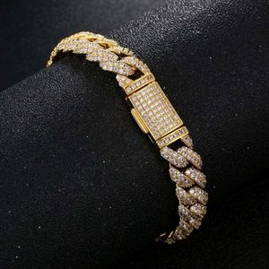 Lady Fine Moissanite Diamond Jewelry 925 Silver 18K Gold Golde 10 mm 2 Rijen D Kleur Diamant Moissanite Cubaanse linkarmband