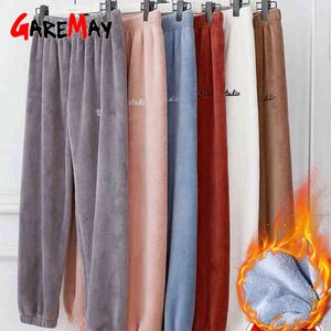 Dame flanel broek vrouwen slaap pyjama herfst winter warm huis dragen fleece casual lange broek pyjama dikke broek nachtkleding 210428