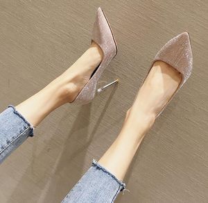 Lady Gold Designer Suede Pumps Sexy Women Bright Leather Pointed Tenen Stiletto Dress Shoes Party Prom Hoge Heel