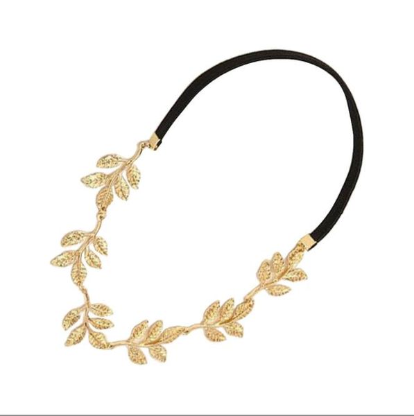 Dame or feuille d'olivier bandeau tête pièce chaîne feuilles doré élastique bandeau bandeaux cheveux accessoires