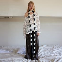 Lady Goth Harajuku – écharpe Cool Style Y2k pour fille, longues écharpes tricotées à rayures, tissu à la mode, unisexe, foulard décontracté de rue