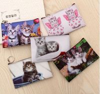 Lady Grils Cat Imprimé Change Porte-monnaie sac de maquillage étanche Porte-monnaie Clutch Porte-cartes Sac à cosmétiques