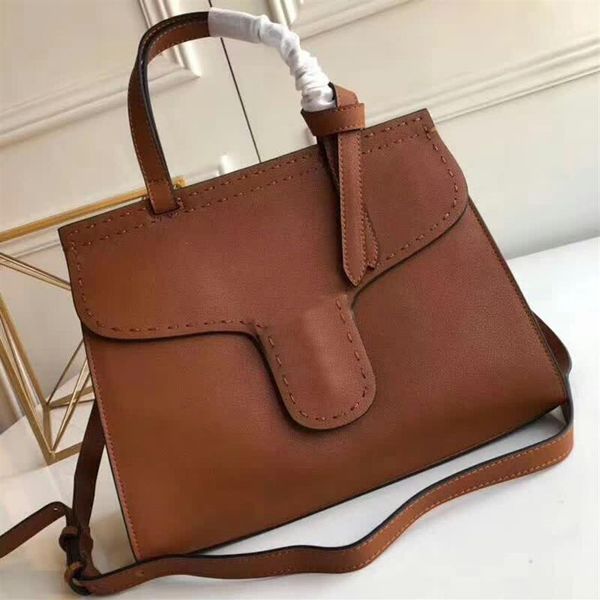 Sacs à main pour femmes, portefeuilles classiques de haute qualité, pièces métalliques en cuir de vache véritable, sac à bandoulière uni pour dames 338u