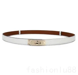 Dame lederen ceinture luxe riem voor vrouw ontwerper mini gesp smalle cinto formele zakelijke taille bruine riemen goud zilver kleur gesp YD013 C4