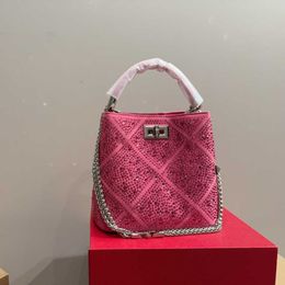 Borse a secchiello di design di lusso da donna Borsa a tracolla elegante con lettera V con diamanti Borsa a tracolla di design con borsa da sera in tinta unita da donna 231013