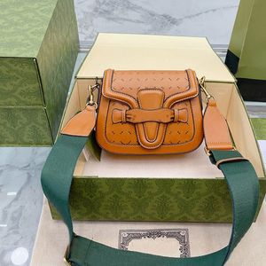 Mini-tas met reliëf Flap Crossbody-tassen Schoudertas Dameshandtassen Dame Kleine portemonnee Canvas Echt leer Klassiek Letter Retro Hardware Afneembaar Rood Groen band