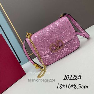 Lady Mini Diamond Vpurse Tassen Velentino Designer Nieuwe Schoudertas Veelzijdig Klein Vierkant Trendy Diamant Kristal Mini Chain Handtas Crossbody Magnetische Gesp O