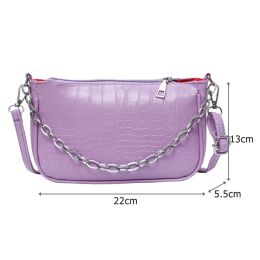 Dame PU Totes Kleine Messenger Taschen Stein Muster Dicke Kette Frauen Schulter Taschen Licht Wilden Weiblichen Täglichen Umhängetasche