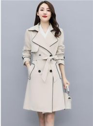 Lady's Black Color Women's Trendy Trench Coats Women Fashion England Middle Long Coat Double Breasted Trench Coat Loose Fit 3xl 4xl Jacket