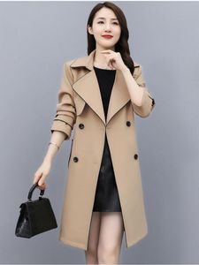 Lady's Black Color Dames trendy Trench Coats Women Fashion England Middle Long Coat Double Breasted Trench Coat Noble and Atmospheric Loose Fit 3xl 4xl Jacket