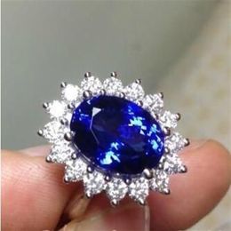 Lady's Blue Sapphire Gemstone 10kt White Gold Charm rempli Royal Wedding Princesse Kate Diana Ring For Women Nice Gift279y