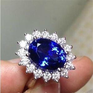 Bague en saphir bleu pour femmes, pierres précieuses, or blanc 10 carats, breloque remplie de mariage Royal, princesse Kate Diana, joli cadeau 178c