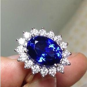 Dame blauwe saffier edelsteen 10KT wit goud gevuld charme koninklijke bruiloft prinses Kate Diana ring voor vrouwen leuk cadeau245A