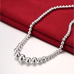 Dame Sterling Verzilverd Grote en kleine kralen ketting GSSN195 mode mooie 925 zilveren plaat sieraden kettingen chain249n