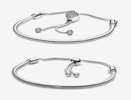 Lady s925 Sterling zilveren armbanden voor vrouw DIY sieraden ketting slider harten CZ diamanten armband Fit Charms verjaardagscadeau met originele doos1147184