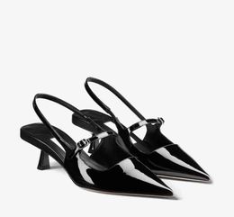 Lady sandale mi talons Didi 45mm argent noir liquide métal cuir pointu pompes sangle sandales arrière miroir chaussures en cuir designer de luxe avec boîte