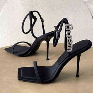 Sandales européennes et américaines à talons hauts pour femmes, chaussures à talons Super hauts ornées de diamants, 0126