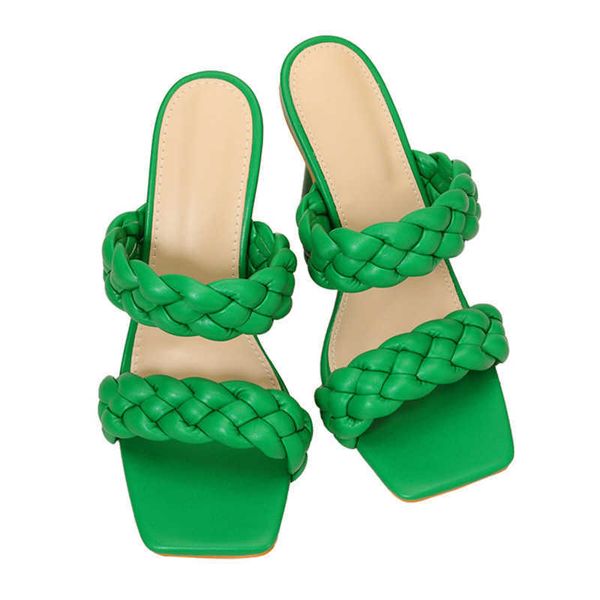 Lady Sandals Fried Dough Twists Sandales tissées Les femmes portent des talons fins Sexy Fashion High Word