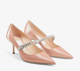 Damessandalen pumps lakleer BING PUMP 65 mm hakken Luxe kristallen riem Puntige tenen AURELIE klassieke stijl bruiloftsjurk hoge hakken