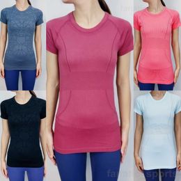 Maglietta a maniche corte da donna Top sportivi da yoga Magliette attillate sottili Maglietta fitness traspirante Bodybuilding Girocollo Esercizio tecnico rapido