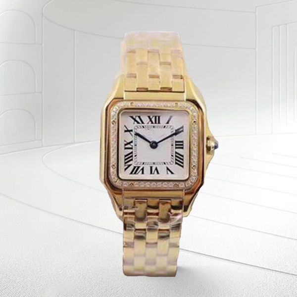 Reloj de cuarzo cuadrado para dama Amantes de la moda Relojes para mujer Relojes de pulsera con tanque de plata Reloj de diamantes cuadrado de lujo para damas de San Valentín Relojes de pulsera AAA