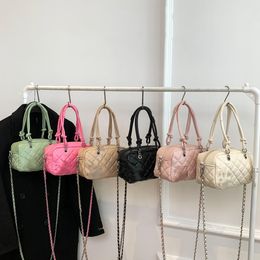 Bolso a cuadros de diamantes para niños estilo dama Moda para niñas bolsos cruzados con cadena de metal estilo dama para niños bolso de princesa con un hombro S1204