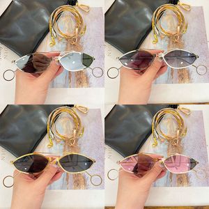 Lady Summer Outdoor Small Frame Chain Sunglasses Designer Pilot Metal Cat Cater Oeil Localiers Vacares Voyage Place Sunglasses Fe40114U