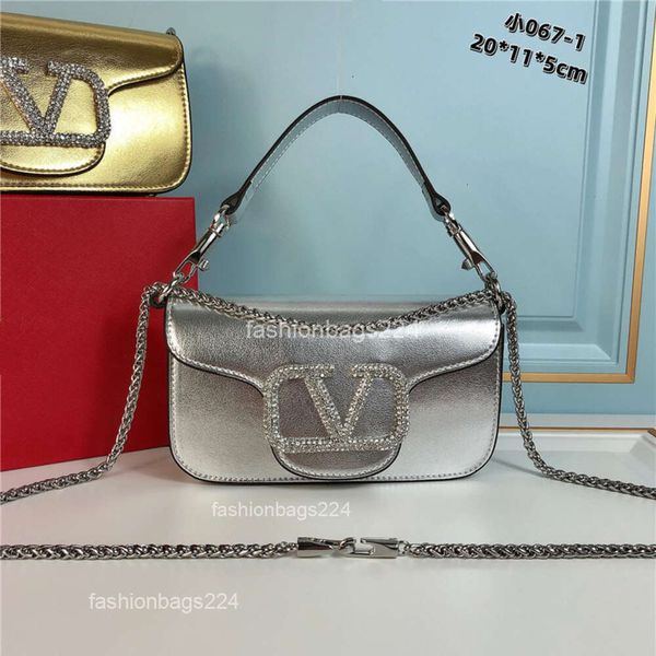 Lady Velentino Bag Monedero portátil Stud Bolsas Crystal Loco Carta Botón Exquisita Cadena Pequeño Versátil Un Hombro Cuadrado Cruz Cuero Axila Y27UZ6CD