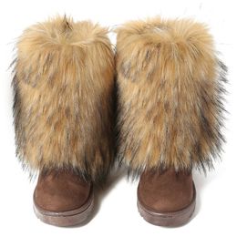 Lady VOTODA, botas de piel para mujer, botas de nieve de piel sintética, forro corto cálido de felpa, botas de invierno mullidas, zapatos peludos de moda para mujer, botas peludas