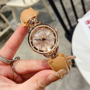 Lady Watch Dial giratoria de nieve Rose Gold Sliver Diseñador Diamond Fashion Women Watches Removina de cuero Muñeca para mujeres Regalo de cumpleaños del Día de la Madre de Navidad