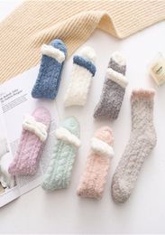 Lady Winter Warm Fluffy Coral Velvet épais chaussettes à serviettes Couleur Couleur de sol Sleep Fuzzy Femmes Filles Bas 359 J29115929