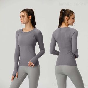 Lady Yogas Fitness Lang T-shirt Sneldrogend hardloopshirt Tops Slim Define Jogging T-shirts Strak Sexy Snel Tech Ronde hals Hoge elasticiteit
