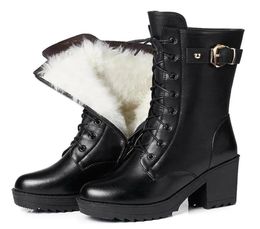 Lady039s Bottes d'hiver avec des bottes moyennes velours talons hauts et semelles épaisses chaussures de coton Lady039 Boots9927160