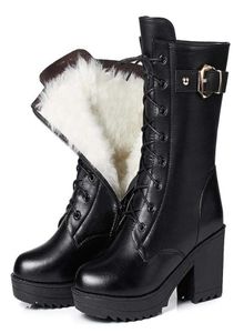 Bottes d'hiver Lady039s avec des bottes moyennes velours talons hauts et semelles épaisses chaussures de coton Lady039 bottes l62058942