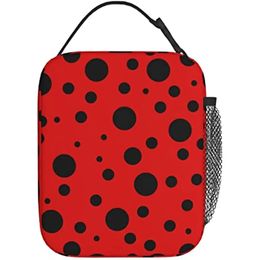 Ladybug Black et rouge à pois sac à lunch portable Boîte à lunch isolée Tapés plus frais réutilisables pour femmes hommes adultes filles travail