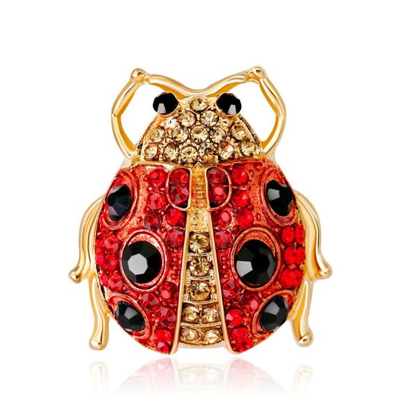 Broche coccinelle coccinelle coccinelle broche coccinelle en cristal autrichien noir rouge pour femmes 039s en strass cristal rouge 9899934