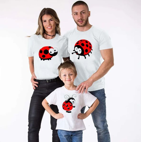 T-shirt coccinelle pour parents et enfants, vêtements assortis pour la famille, tenue d'anniversaire mère et fille, 240226