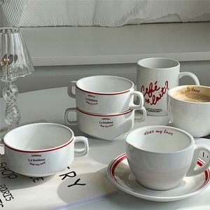 Ladycc, alphabet français double oreille bol en céramique bol bol bol en céramique café tasse tasse tasse restaurant restaurant bol 220408