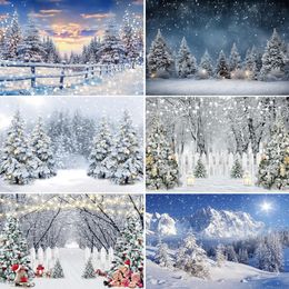 Laacco Winter Snow Forest PO achtergrond Kerstboom decor indoor portret pograph prop landschap achtergrondfeest banner 240326