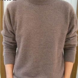 Lafarvie Off Sale Standaard Solid Pullovers Volledige Mouwen O-hals 100% Mink Cashmere Sweaters Herfst Winter Mannen Casual Knit Jumper 210812