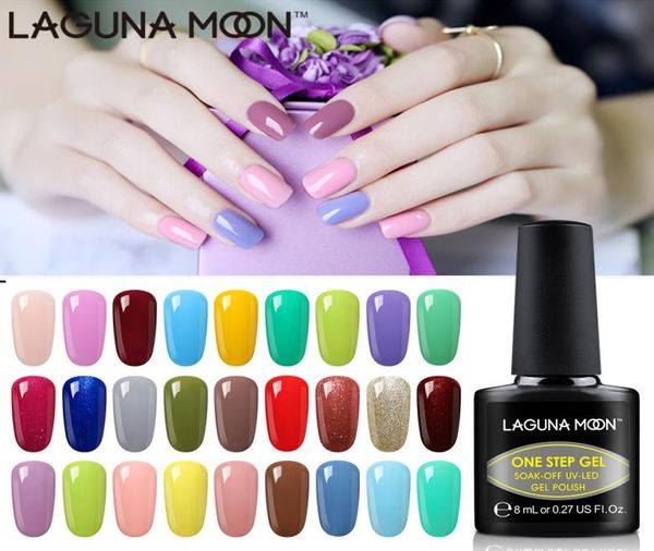 Lagunamoon 8 ml un pas de couleur pure Gel UV vernis à ongles ongles art bricolage de trempage de gel LED Vernis semi-permanent hybride Gellak4675646