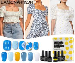 Lagunamoon Gel Nail Rustrol Set 6pcs Daisy Collection UV UV SAK OFF VORNIS LACQUER MANICURE BEAUTY SALON Nail Arts 8ML4501924