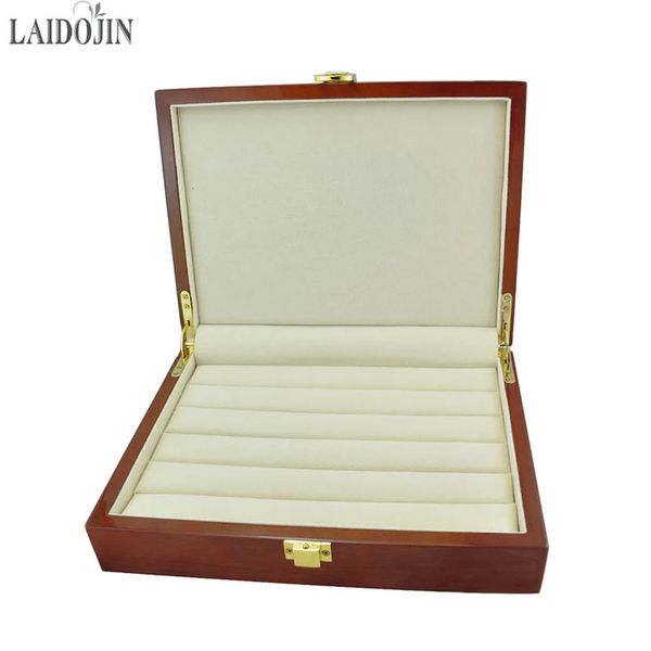 LAIDOJIN boîte à boutons de manchette bijoux de luxe bague coffrets cadeaux de haute qualité peint boîte en bois boîtier 20 paires capacité 240*180*55mm 240110