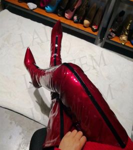 Laigzem Fashion Women Overtheknee Boots WatPoof Party Club Hoge Heels Bourgondy Dij High Boots Botines Mujer Big Size 34479818324